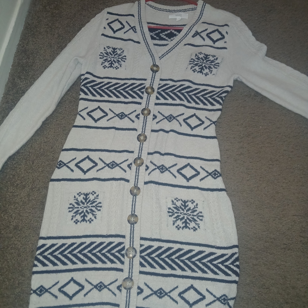 Lucky Brand white and black Long Sleeve Knit Dress